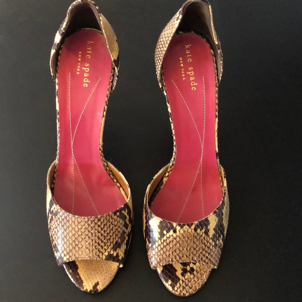 Kate Spade Snakeskin print Peep Toe Heels
